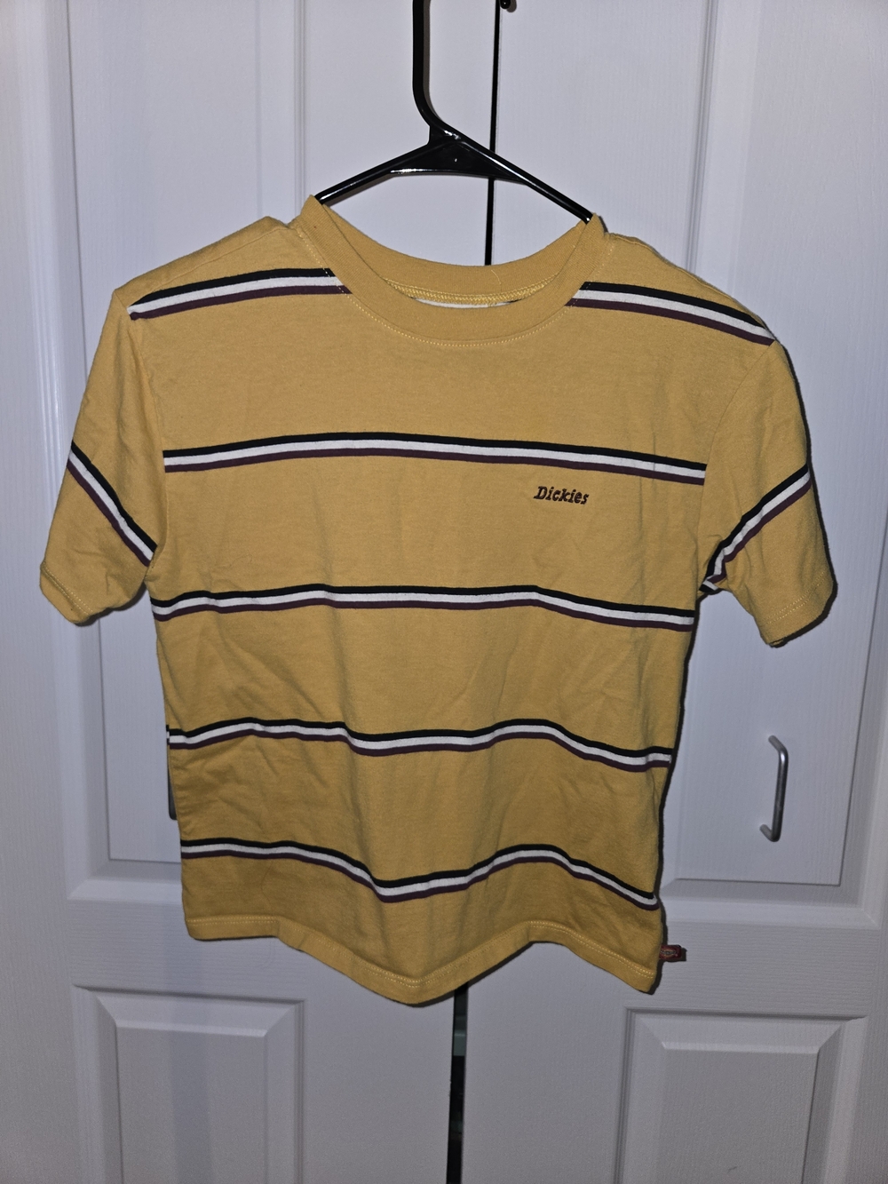 Dickies Mustard Short-Sleeve Cropped Stripe Tee